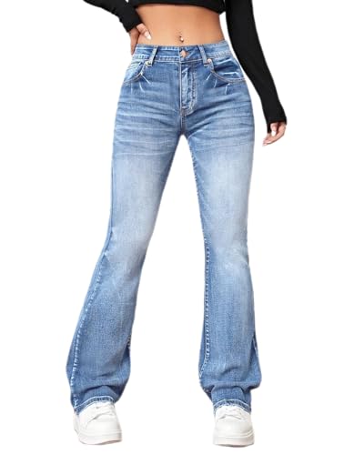 dalamirra Damen Y2K Retro Streetwear Jeans High Waist Flard Fit gewaschen Bootcut Denim Hosen Stretch Flared Casual Hosen von dalamirra