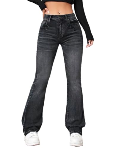 dalamirra Damen Y2K Retro Streetwear Jeans High Waist Flard Fit gewaschen Bootcut Denim Hosen Stretch Flared Casual Hosen von dalamirra