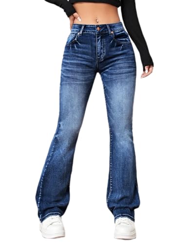 dalamirra Damen Y2K Retro Streetwear Jeans High Waist Flard Fit gewaschen Bootcut Denim Hosen Stretch Flared Casual Hosen von dalamirra