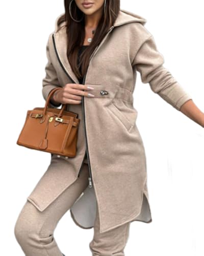 Dalamirra Damen Jogging Anzug - Trainingsanzug Zwei Stück Set Frauen Freizeit Sport Polyester Kapuzenjacke Lange Hosen von dalamirra