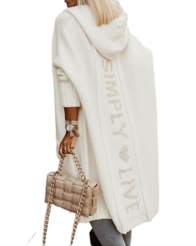 dalamirra Damen Cardigan Chunky Kapuzenjacke Winter Cardigan mit Knöpfen Elegante offene Lange Ärmel Strickpullover Outwear Langer Pullover Warmer Strickmantel Pullover von dalamirra