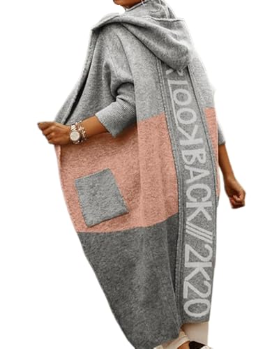 dalamirra Damen Cardigan Chunky Kapuzenjacke Winter Cardigan mit Knöpfen Elegante offene lange Ärmel Strickpullover Outwear Langer Pullover Warmer Strickmantel Pullover von dalamirra