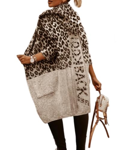 dalamirra Damen Cardigan Chunky Kapuzenjacke Winter Cardigan mit Knöpfen Elegante offene lange Ärmel Strickpullover Outwear Langer Pullover Warmer Strickmantel Pullover von dalamirra