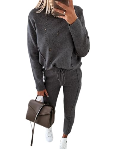 dalamirra Damen Casual Jogging Anzug Hosenanzug Bequemer Trainingsanzug Farbblock Sweatshirt mit Jogging Bottoms 2-teiliger Langarm Freizeitanzug Frauen Set Outfit Sport Anzug Mode Sportswear von dalamirra