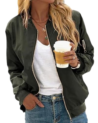 dalamirra Damen Casual Pilot Jacke Langarm Outwear Zip Up Solid Leichter Mantel Herbst Frühling College Jacke Kurze Blouson Jacke Leichte Flugjacke dalamirra Damen Casual Pilot Jacke Langarm Outwear Zip Up Solid Leichter Mantel Herbst Frühling College Jacke Kurze Blouson Jacke Leichte Flugjacke von dalamirra