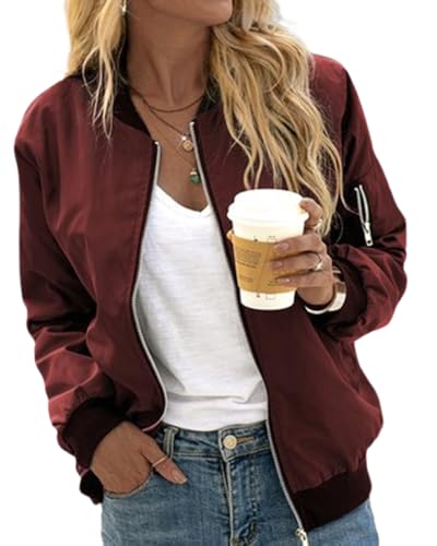 dalamirra Damen Casual Pilot Jacke Langarm Outwear Zip Up Solid Leichter Mantel Herbst Frühling College Jacke Kurze Blouson Jacke Leichte Flugjacke dalamirra Damen Casual Pilot Jacke Langarm Outwear Zip Up Solid Leichter Mantel Herbst Frühling College Jacke Kurze Blouson Jacke Leichte Flugjacke von dalamirra