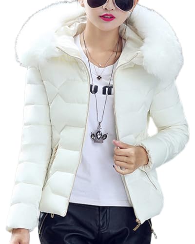 dalamirra Damen Daunenjacke Winter Kurzmantel Mit Pelz Kapuze Leichte Softshell Warme Jacke Parka Winddichte Jacke Slim Fit Zip Steppjacke von dalamirra