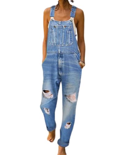 dalamirra Damen Dungarees Jeans Denim Overall, Retro Slim Long Overall mit Tasche, Mode Sommer Playsuit mit verstellbaren Trägern von dalamirra