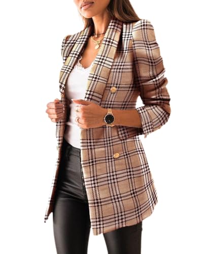 dalamirra Damen Elegante Blazer Mantel Formelle Jacke Mit Knöpfen Basic Blazer Freizeitjacke Plain Cardigans Casual Business Für Arbeit Büro Slim Fit Revers Blazer Jacke Lange Ärmel Outwear Mantel von dalamirra