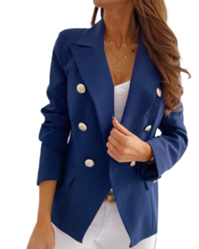 dalamirra Damen Elegante Blazer Mantel Formelle Jacke Mit Knöpfen Basic Blazer Freizeitjacke Plain Cardigans Casual Business Für Arbeit Büro Slim Fit Revers Blazer Jacke Lange Ärmel Outwear Mantel von dalamirra