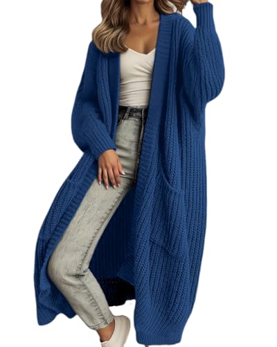 dalamirra Damen Elegante Herbst Winter Offene Front Langärmel Chunky Stricken Cardigan Casual Mantel mit Taschen von dalamirra