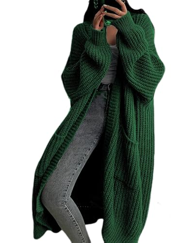 dalamirra Damen Elegante Herbst Winter Offene Front Langärmel Chunky Stricken Cardigan Casual Mantel mit Taschen von dalamirra