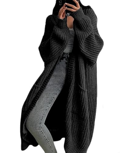 dalamirra Damen Elegante Herbst Winter Offene Front Langärmel Chunky Stricken Cardigan Casual Mantel mit Taschen von dalamirra