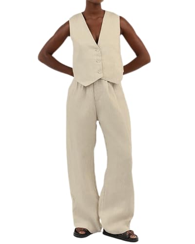 dalamirra Damen Elegante Zweiteilige Outfit Hosenanzug Frühling Sommer Freizeit Anzug 3/4 Ärmel Top und hohe Taille Hosen Rundhalsausschnitt Plain Loungewear Streetwear 2-teilige Outfits Set von dalamirra