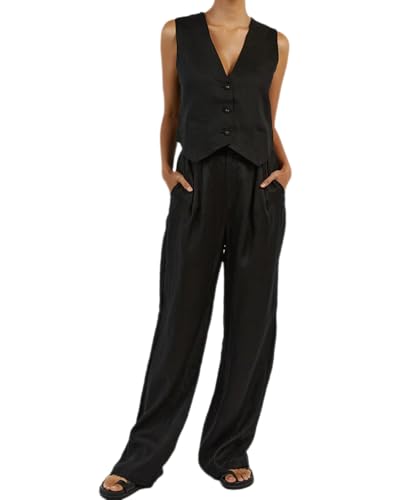 dalamirra Damen Elegante Zweiteilige Outfit Hosenanzug Frühling Sommer Freizeit Anzug 3/4 Ärmel Top und hohe Taille Hosen Rundhalsausschnitt Plain Loungewear Streetwear 2-teilige Outfits Set von dalamirra