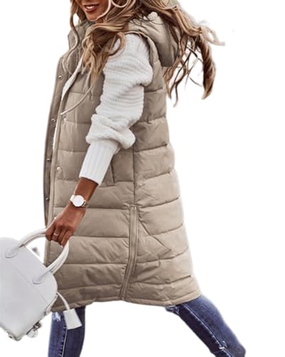 dalamirra Damen Herbst und Winter Outdoor Casual Daunenjacke Daunenweste lange Weste ärmellose warme Steppweste dicker schmaler Reißverschluss mit Tasche einfarbige Freizeitjacke dalamirra Damen Herbst und Winter Outdoor Casual Daunenjacke Daunenweste lange Weste ärmellose warme Steppweste dicker schmaler Reißverschluss mit Tasche einfarbige Freizeitjacke von dalamirra