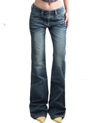 dalamirra Damen Jeans Skinny Flared Fit Niedrige Taille Washed Denim Stretch Casual Hosen Flared Casual Y2K Retro Streetwear Bootcut dalamirra Damen Jeans Skinny Flared Fit Niedrige Taille Washed Denim Stretch Casual Hosen Flared Casual Y2K Retro Streetwear Bootcut von dalamirra