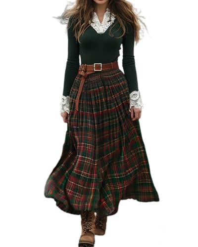 dalamirra Damen Lange Boho Vintage rustikalen Stil V-Ausschnitt Maxi Kleid mit Blumenmuster lässige Frühjahr Sommer Lange Ärmel Western Country Chiffon Kleider von dalamirra