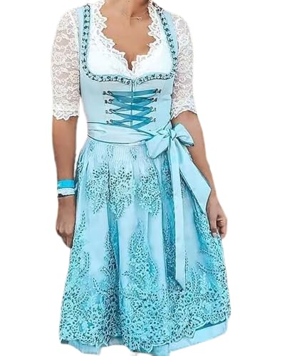 dalamirra Damen Mode Karneval Party Oktoberfest Traditionelles Kostüm Midi Dirndl Kleid von dalamirra