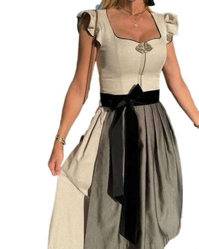 dalamirra Damen Mode Karneval Party Oktoberfest Traditionelles Kostüm Midi Dirndl Kleid von dalamirra