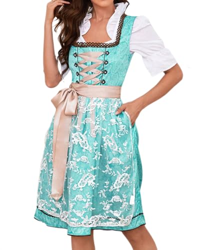 dalamirra Damen Mode Karneval Party Oktoberfest Traditionelles Kostüm Midi Dirndl Kleid von dalamirra