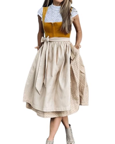 dalamirra Damen Mode Karneval Party Oktoberfest Traditionelles Kostüm Midi Dirndl Kleid von dalamirra