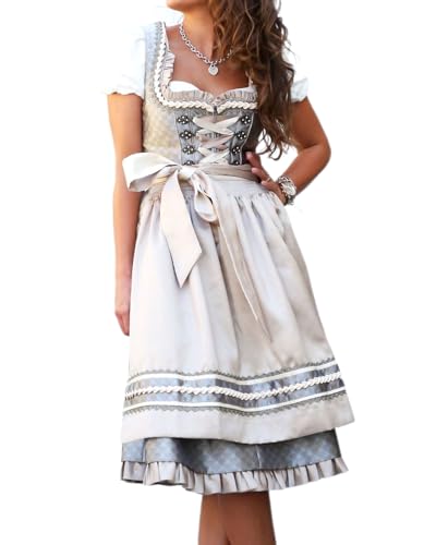 dalamirra Damen Mode Karneval Party Oktoberfest Traditionelles Kostüm Midi Dirndl Kleid von dalamirra