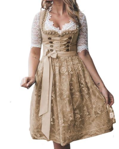 dalamirra Damen Mode Karneval Party Oktoberfest Traditionelles Kostüm Midi Dirndl Kleid von dalamirra