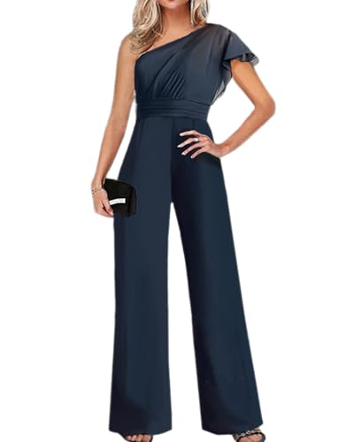 dalamirra Damen Sommer Overall Lange Strampler Wide Leg Playsuit Elegante Outfits Party Festliche Jumpsuit Spitze Ärmel Hosenanzug Playsuit von dalamirra