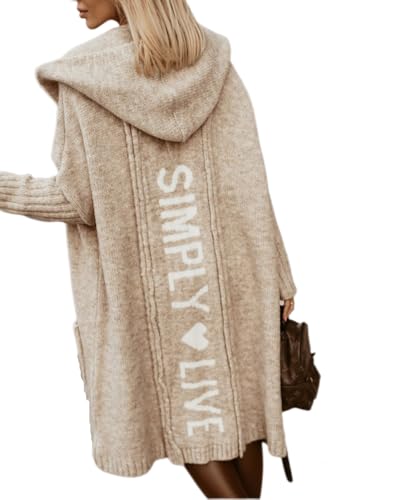 dalamirra Damen Winter Cardigan Elegante offene Langärmel Strickpullover Outwear Herbst Warme Strickmantel Chunky Kapuzenjacke von dalamirra