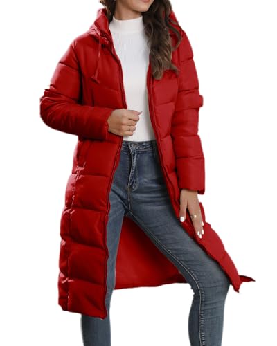 dalamirra Damen Winter Daunenjacke Langer Mantel Gesteppter Warme Oberbekleidung Mit Kapuze Outdoor Jacke Reißverschluss Plain Lange Warme Winterjacke Verdickter von dalamirra