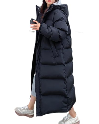 dalamirra Damen Winter Daunenjacke mit Kapuze Langer Mantel gesteppt Winter Warme Oberbekleidung Outdoor Jacke gesteppter Mantel Reißverschluss Plain Lange Warme Winterjacke Verdickter Mantel von dalamirra