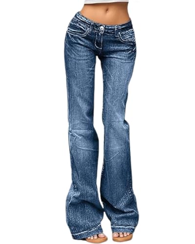 dalamirra Damen hohe Taille Vintage Denim Hosen Stretch Flared Y2K Casual Streetwear Bootcut Jeans von dalamirra