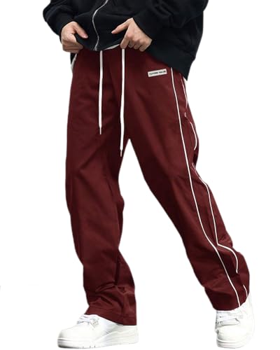 dalamirra Herren modische Baggy Hosen Unisex Fallschirmhosen Y2k Hip Hop Trainingsanzug Sweatpants Streetwear Jogging Bottoms mit Schnur und Taschen von dalamirra