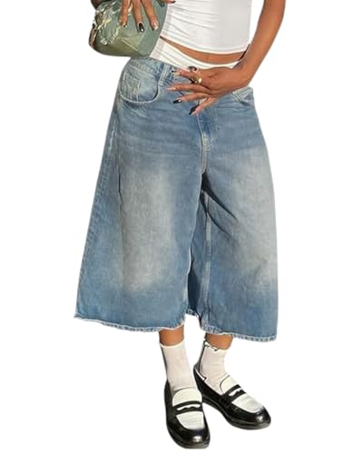 dalamirra Jorts Baggy Damen und Unisex Herren Shorts Y2K Loose mit Taschen Denim Bermuda Summer Jeans von dalamirra