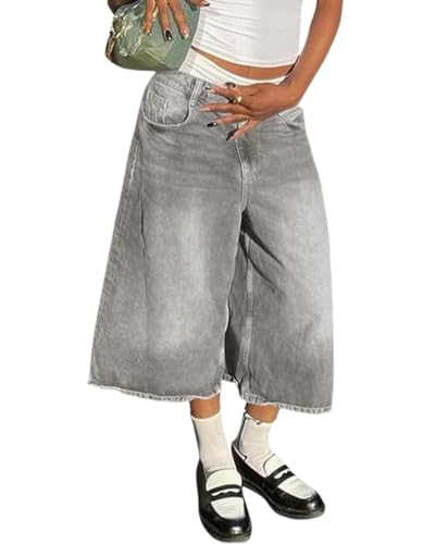 dalamirra Jorts Baggy Damen und Unisex Herren Shorts Y2K Loose mit Taschen Denim Bermuda Summer Jeans von dalamirra
