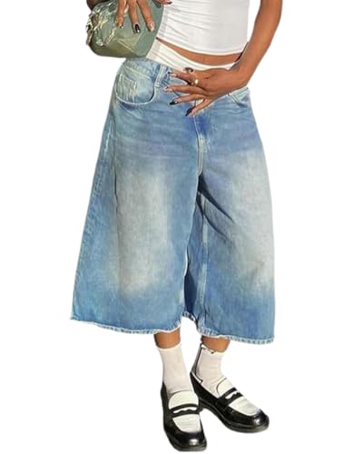 dalamirra Jorts Baggy Damen und Unisex Herren Shorts Y2K Loose mit Taschen Denim Bermuda Summer Jeans von dalamirra