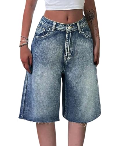 dalamirra Jorts Baggy Damen und Unisex Herren Shorts Y2K Loose mit Taschen Denim Bermuda Summer Jeans von dalamirra