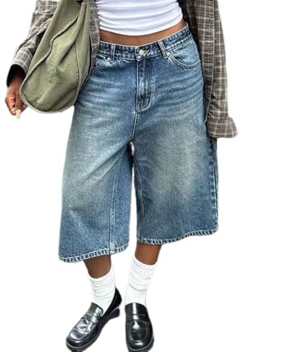 dalamirra Jorts Baggy Damen und Unisex Herren Shorts Y2K Loose mit Taschen Denim Bermuda Summer Jeans von dalamirra