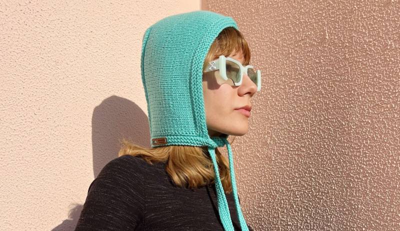 Handgemachte Wolle Gestrickte Balaclava Türkis Krawatte Mütze, Erwachsene Winter Haube von daldandala