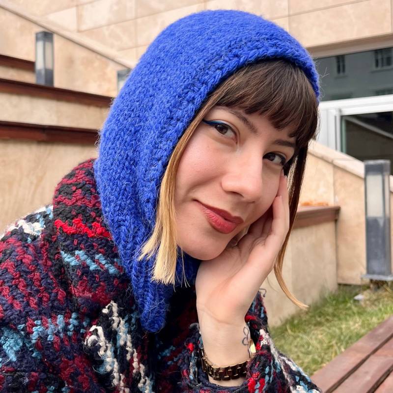 Handgemachte Blaue Gestrickte Balaclava - Wollgemisch Kapuze, Winter Ski Maske von daldandala