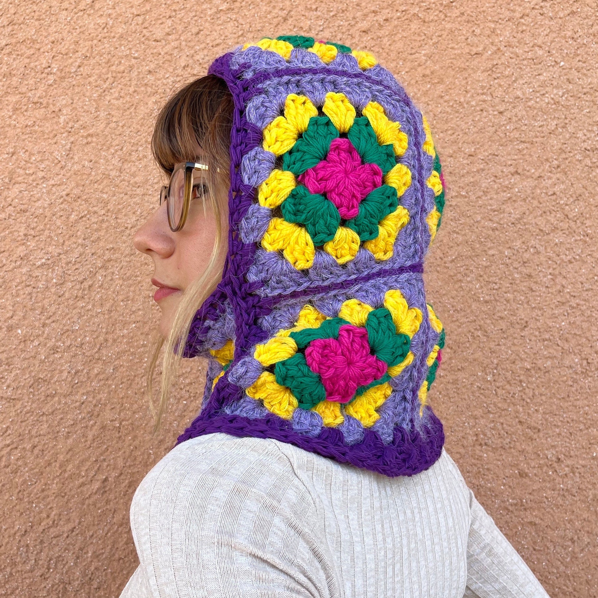 Gehäkelte Balaclava Strick Haube Lila Frauen Oma Quadrat Gesichtsmaske Gehäkelte Balaclava Strick Haube Lila Frauen Oma Quadrat Gesichtsmaske von daldandala