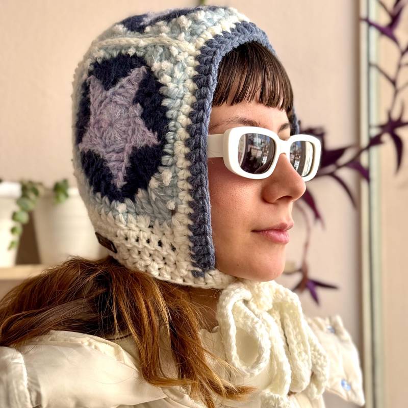 Handgemachte Häkeln Winter Mütze Sterne Design, Boho Strickmütze von daldandala