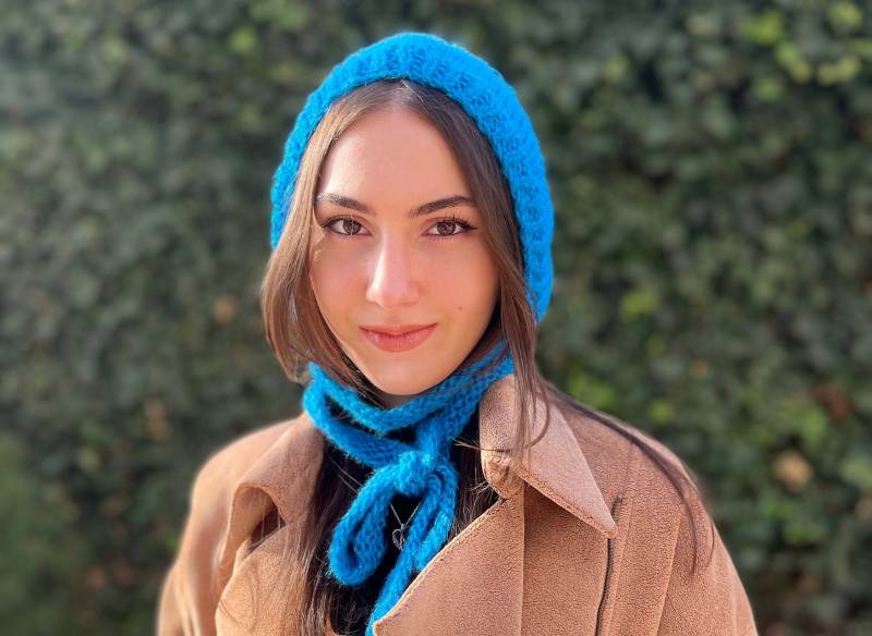 Handgestrickte Mohair Haube Blaue Gestrickte Balaclava Schal Kapuze von daldandala