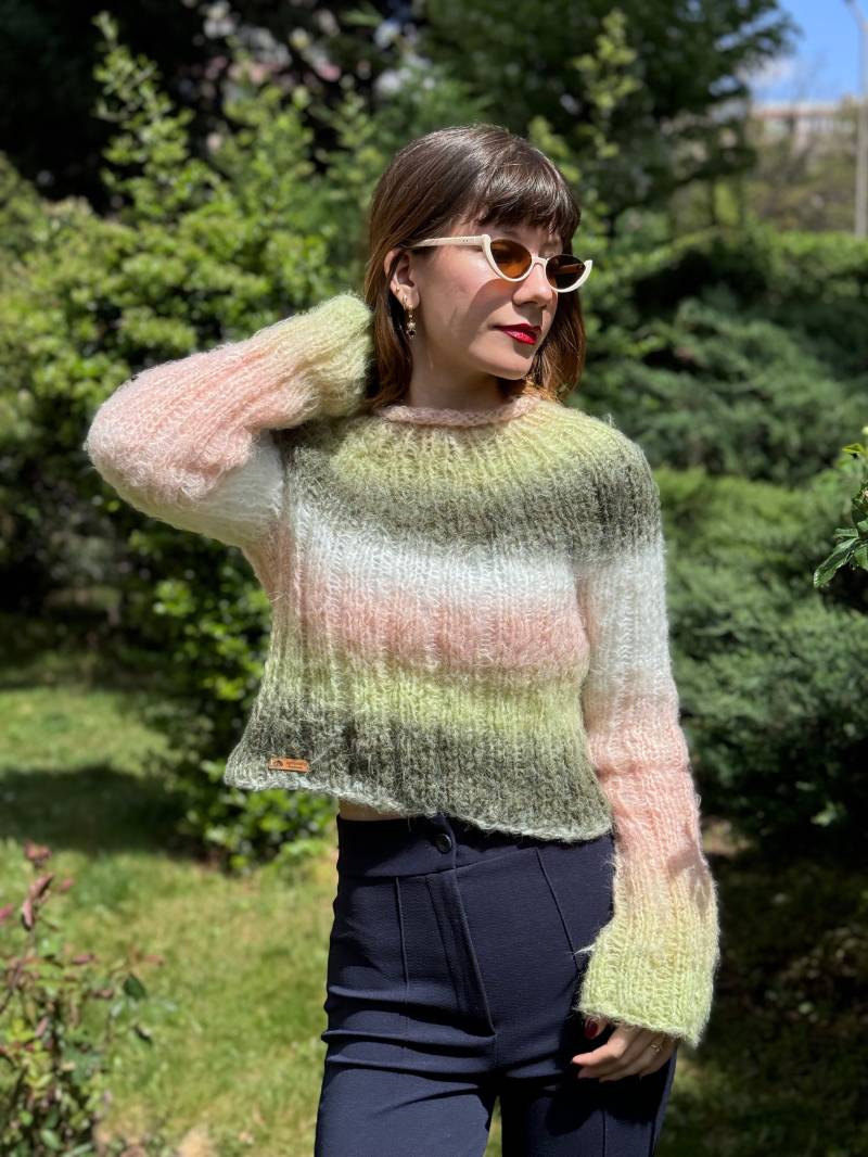 Handgestrickter Mohair-Pullover Weicher Pullover von daldandala