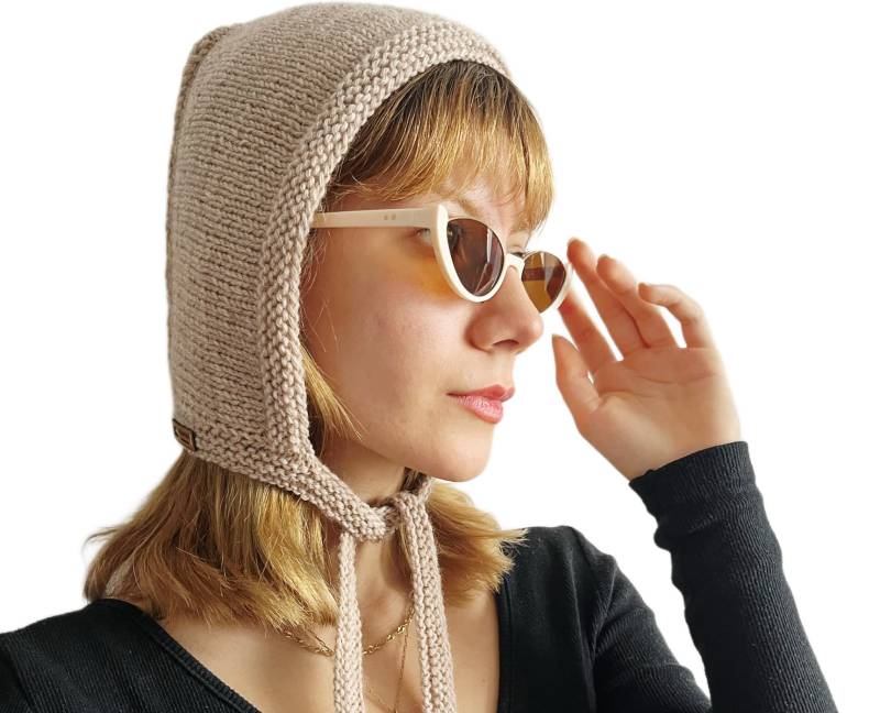 Handgestrickte Wolle Balaclava Latte Fliege Mütze von daldandala