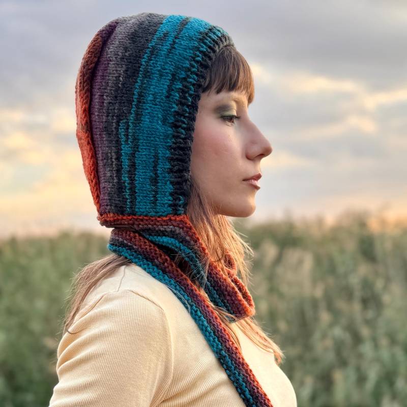 Mütze Aus Wollmischung Mit Langen Trägern Erdfarben Handgestrickte von daldandala