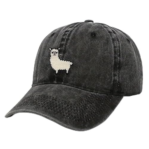 Alpaka Kappe Damen Herren – Verstellbare Baseball Cap mit Kamel– Vintage Look – Schwarze Kapep Vintage Unisex – Coole Tier Cap – Basecap – Geschenk für Tierliebhaber Cappy von dalerno