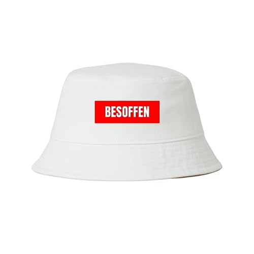 BESOFFEN Hut Saufen Mallorca Fischerhut Lustiger Bumsbar Hut Bucket Hat Alkohol Feiern Party Goldstrand Junggesellen-Abschied Anglerhut Sommerhut Bier (Rot) von dalerno