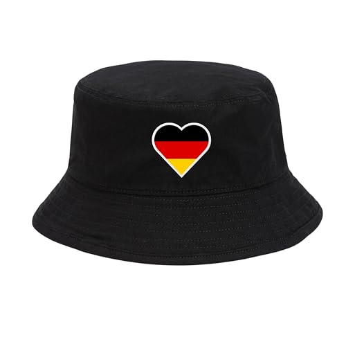 Deutschland Hut EM Fußball 2024 Herren Damen Anglerhut Fischerhut Bucket Hat Europameisterschaft Germany Fanartikel DE Public Viewing EM Deko Kappe Mütze Männer Frauen Fussball Herzschlag von dalerno